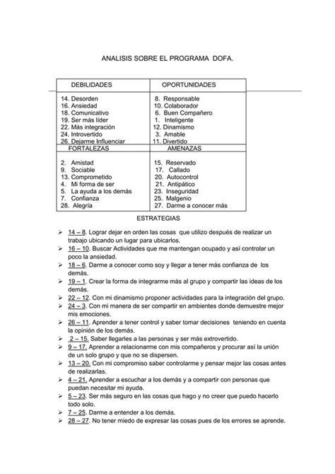 Analisis Sobre El Programa Dofa Pdf