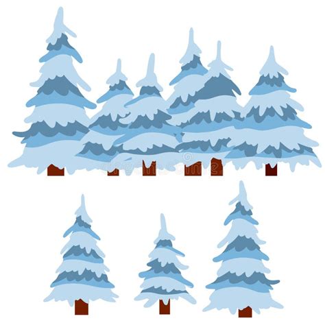 Set Of Winter Tree Element Of Nature And Forests Stock Vector