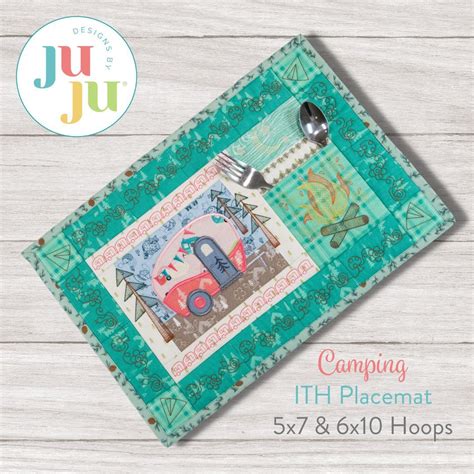 ITH Camping Placemat Machine Embroidery Designs By JuJu