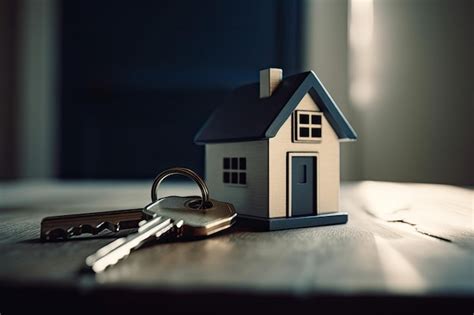 Premium Ai Image Home Keys With Small House On Table