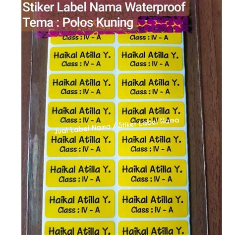 Jual POLOS KUNING STIKER LABEL NAMA WATERPROOF STIKER NAMA