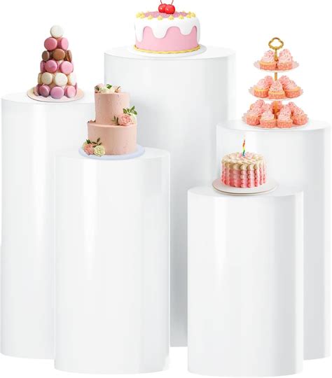 Vocpy Plinth Stands For Party Pcs White Cylinder Cake Plinth For