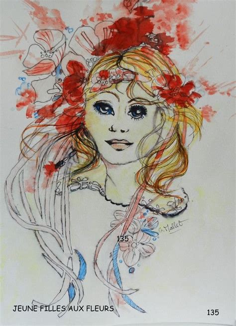 Aquarelle Jeune Fille Aux Fleurs