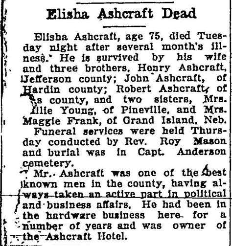 Elisha Ashcraft 1848 1923 Find A Grave äreminne