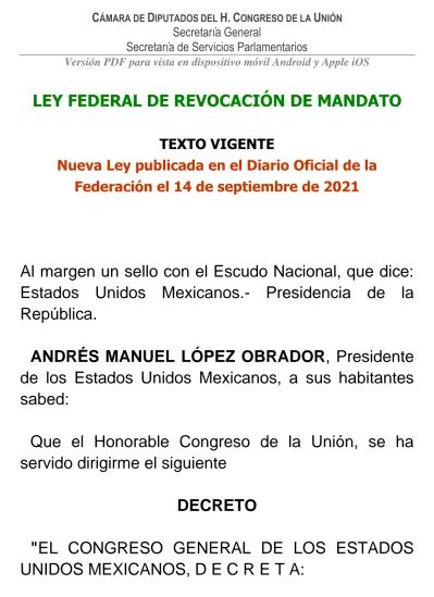 LEY FEDERAL DE REVOCACIÓN DE MANDATO