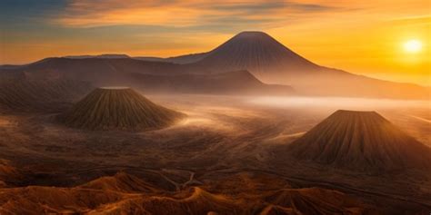 Premium AI Image | Stunning sunrise view of Mount Bromo in Indonesia