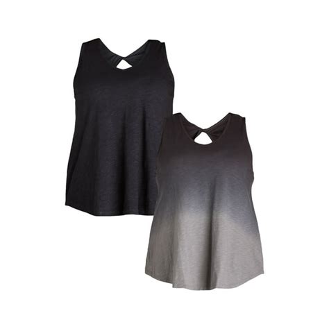 Terra And Sky Womens Plus Cotton Twist Back Tank Top 2 Pack Sizes 0x