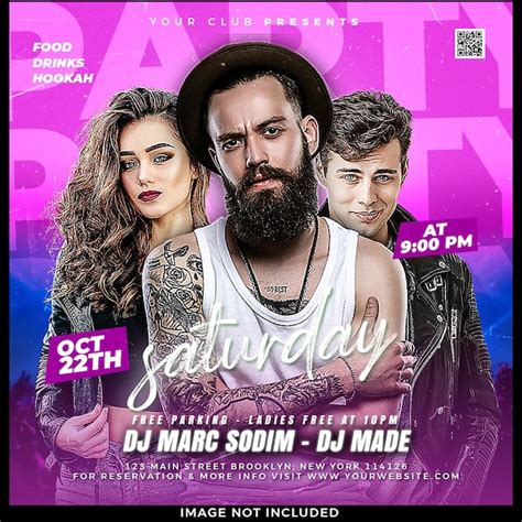 Flyer Da Festa Do Dj Do Clube Postagem Nas Redes Sociais Psd Premium