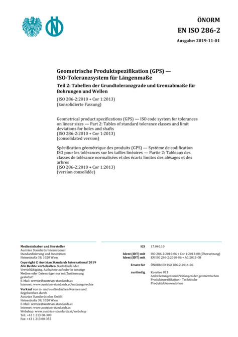 ÖNORM EN ISO 286 2 2019 11 01