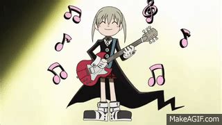 Maka plays an electric guitar on Make a GIF