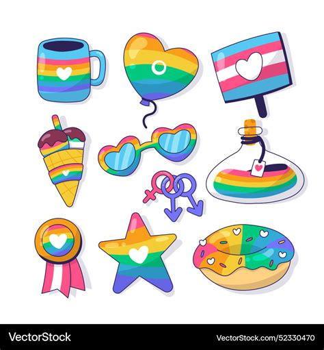 Hand Drawn Pride Month Lgbt Elements Collection Vector Image