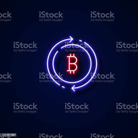 Bitcoin Icon Neon Style Design Elements Stock Illustration Download