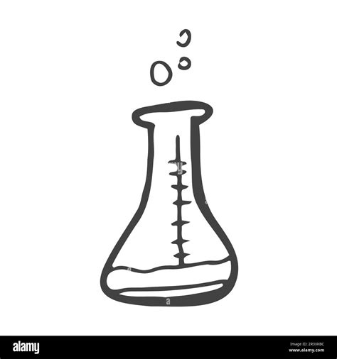 vector drawing in doodle style. chemical flasks, retorts. simple line drawing, sketch Stock ...