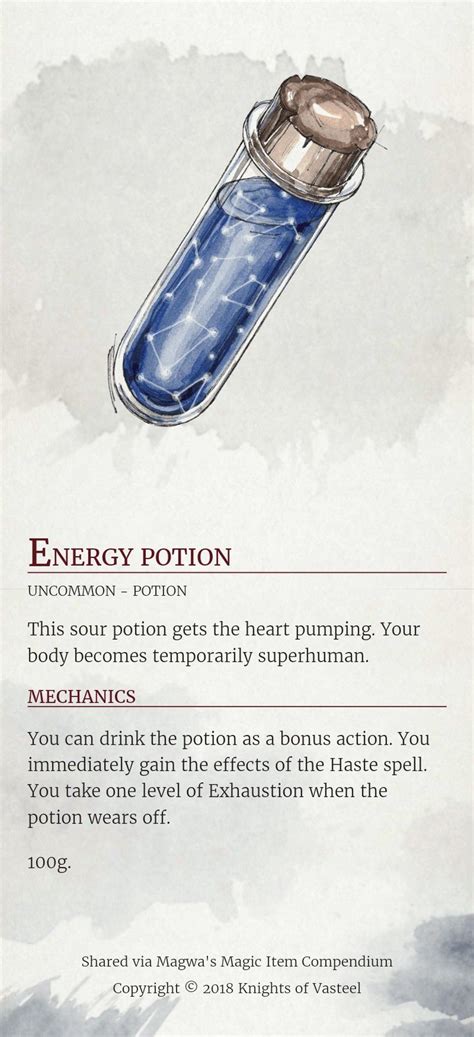 Energy Potion For Dungeons And Dragons