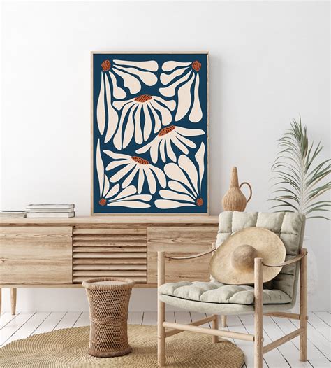 Abstrakte Botanische Drucke Abstrakte Blumen Matisse Stil Drucke