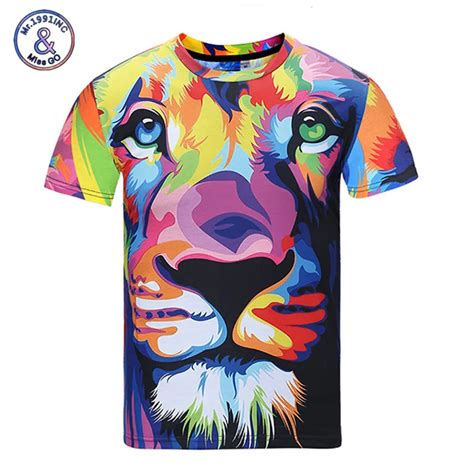 Mr1991inc New Fashion 3d T Shirt Men Print Multicolor Lion Funny T