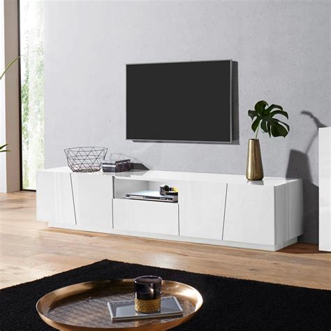 Mueble Tv Design Moderno Puertas Con Caj N Corredizo Blanco Vega Low Xl