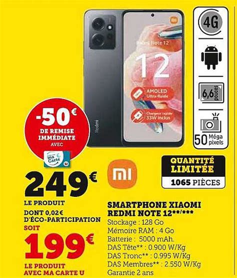 Promo Smartphone Xiaomi Redmi Note 12 Chez Super U ICatalogue Fr