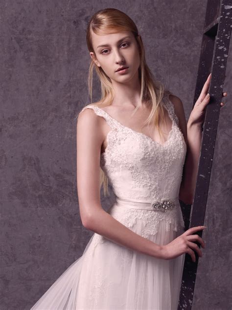 Lm B Ethereal Wedding Dress With Double Train Effect Signatures