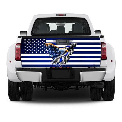 The Thin Blue Line Back The Blue American Eagle Truck Tailgate Decal