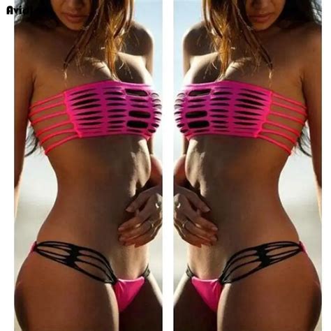 Women Strip Hollow Boob Sexy Summer Swimsuit Strip Set Beachwear