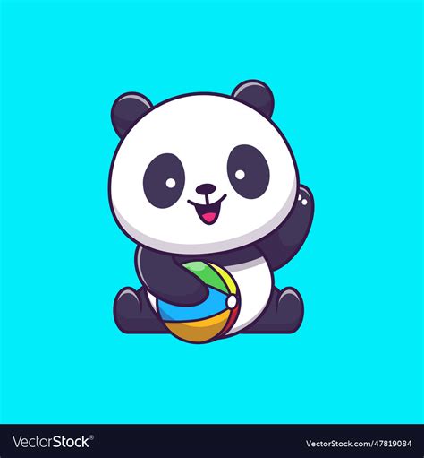 Cute panda playing ball cartoon Royalty Free Vector Image