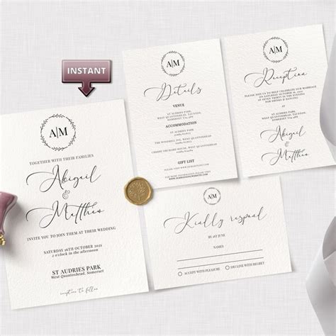 Simple Classy Wedding Invitations Etsy