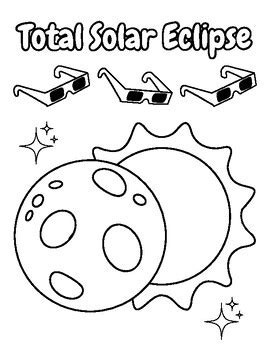 Total Solar Eclipse Coloring Page Sheet Sun Moon Sky Science Worksheet