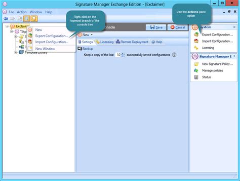 Exclaimer Signature Manager Exchange Edition Exporting Configuration