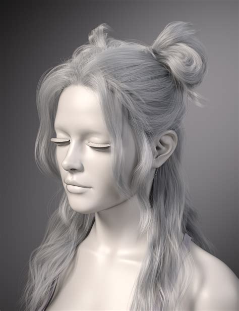 FE Double Buns Hair For Genesis 9 Daz 3D