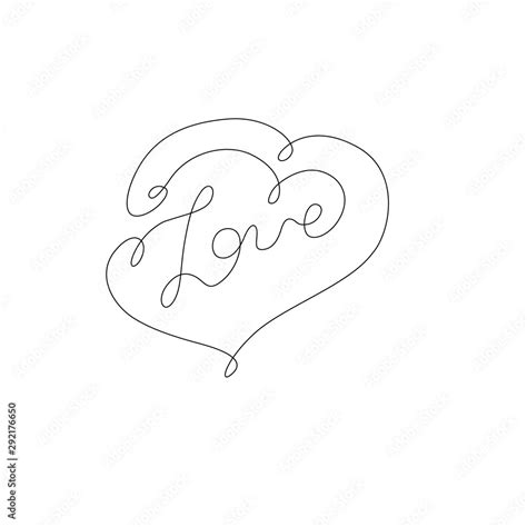 Love inscription in heart continuous line drawing, small tattoo, print ...