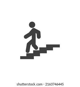 Vector Sign Man On Stairs Going Stock Vector Royalty Free 2163746445