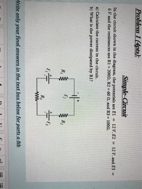 Solved Problem 1 4pts Simple Circuit In The Circuit Shown Chegg