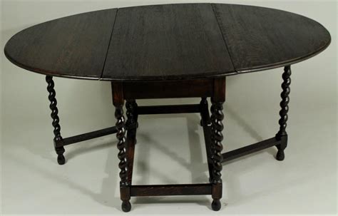 Antique English Oak Barley Twist Gateleg And Drop Leaf Side Table