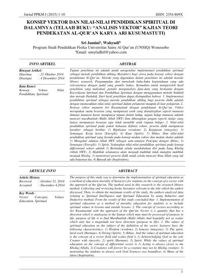 View Of KONSEP VEKTOR DAN NILAI NILAI PENDIDIKAN SPIRITUAL DI DALAMNYA