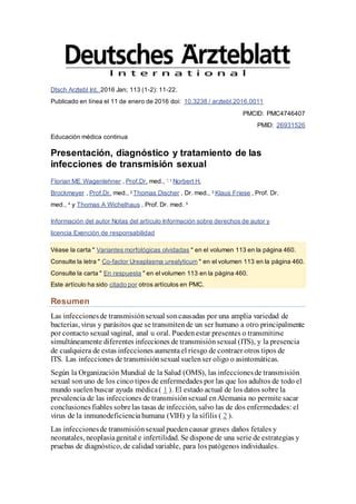 Exposici N Presentaci N Diagnostico Y Tratamiento De Its Pdf