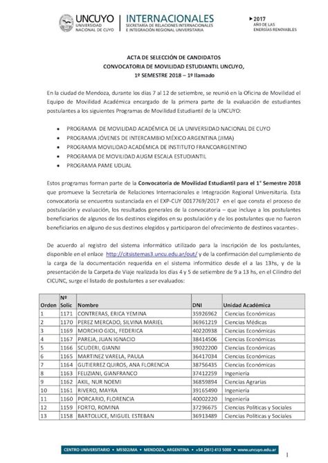 Pdf Acta De Selecci N De Candidatos Convocatoria De