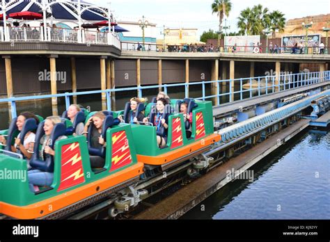 Roller Coaster Launching at Disneyland Stock Photo - Alamy