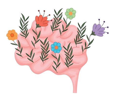 Brain With Flowers 21379595 Vector Art At Vecteezy