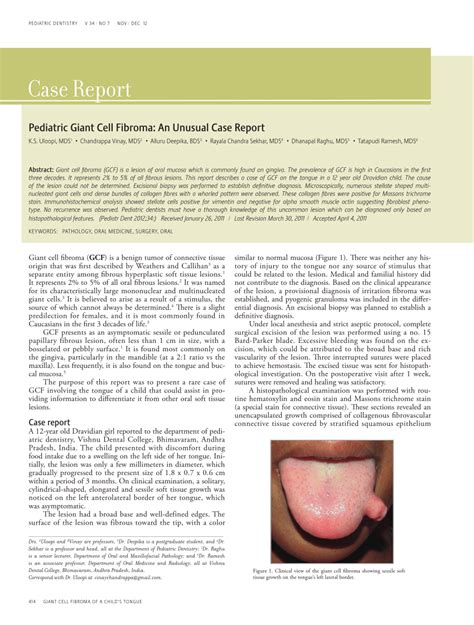 (PDF) Pediatric Giant Cell Fibroma: An Unusual Case Report