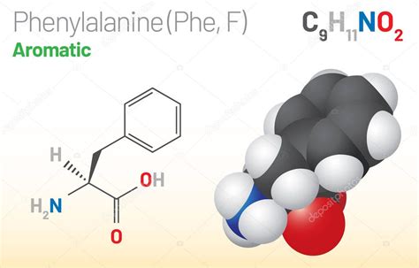 Fenilalanina Phe F molécula de aminoácidos fórmula química