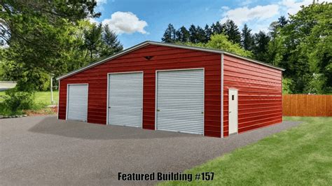 Vertical Roof Metal Garages X X With Wide Lean To Mid