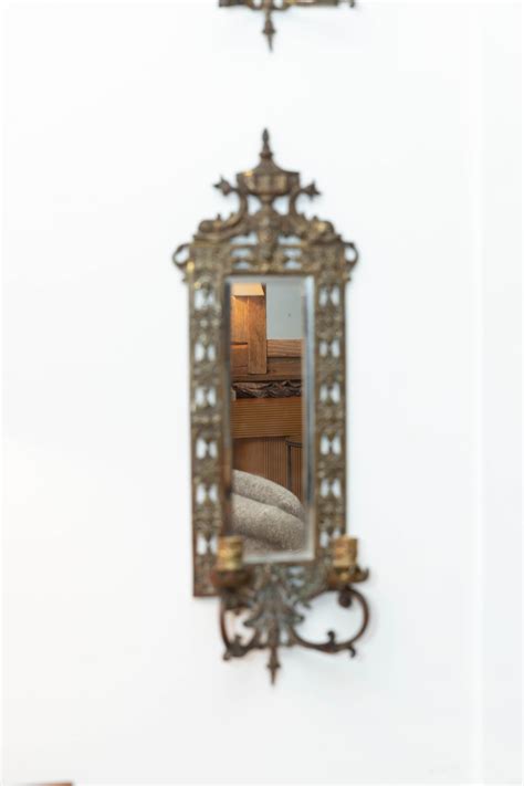 Pair Of Brass Framed Beveled Mirror Sconces For Sale At 1stDibs