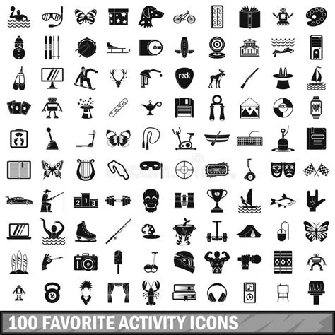 100 Iconos Preferidos Fijados Estilo Simple De La Actividad