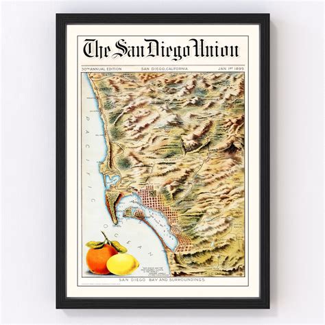 Vintage Map of San Diego Bay, California 1899 by Ted's Vintage Art