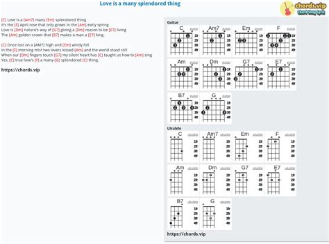 Chord: Love is a many splendored thing - tab, song lyric, sheet, guitar ...