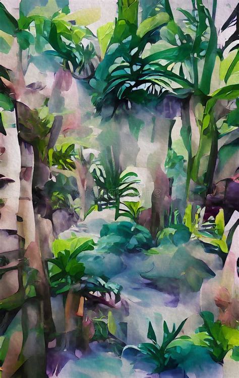 Jungle - Abstract Watercolor Painting Stock Illustration - Illustration ...