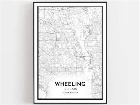 Wheeling Map Print, Wheeling Map Poster Wall Art, Il City Map, Illinois ...