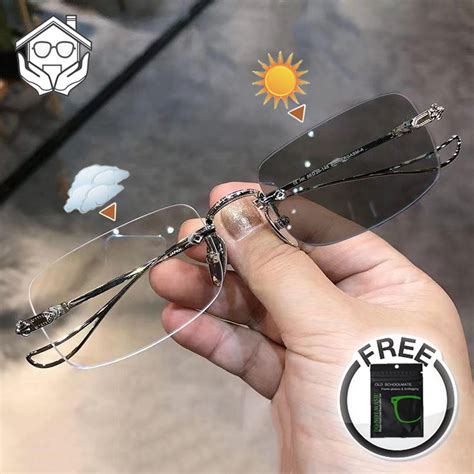 Photochromic Anti Radiation Frameless Glasses For Women Men Rimless