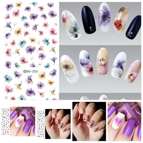 1 Sheet Diy Nail Wraps Foil Sticker Manicure Stickers Colorful Purple